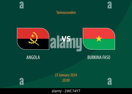 Angola vs Burkina Faso Fußball-Anzeigetafel für Fußball-afrika-Turnier 2023 Stock Vektor