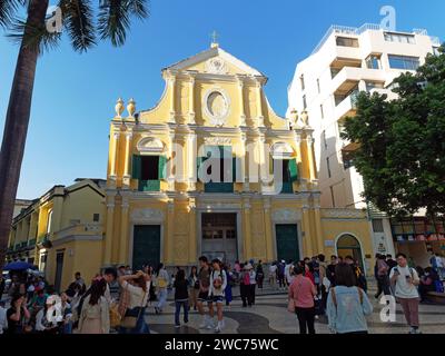 Blick auf St.. Dominic's Church in Largo de São Domingos in Macau China Stockfoto