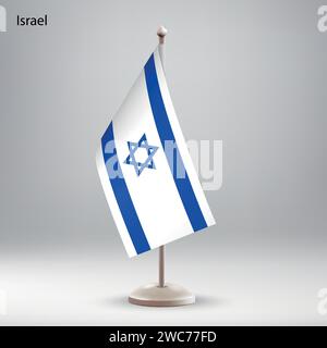 Die Flagge Israels hängt an einem Flaggenständer. Verwendbar für Gipfelpräsentationen oder Konferenzen Stock Vektor