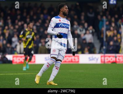 LONDON, ENGLAND – 14. JANUAR: Kenneth Paal von QPR während des Sky Bet Championship-Spiels zwischen den Queens Park Rangers und Watford in der Loftus Road am 14. Januar 2024 in London. (Foto: Dylan Hepworth/MB Media) Stockfoto