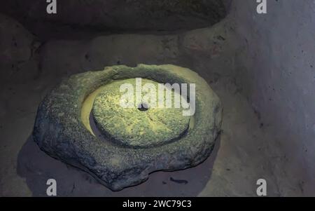 Schiebetür Stein in Kaymakli unterirdische Stadt Kappadokien Stockfoto