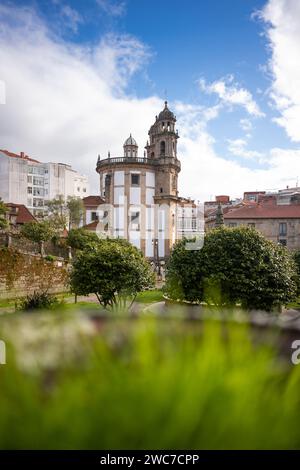 Kirche der Pilgernden Jungfrau (Peregrina-Kirche), Jakobsmuschel-förmige römisch-katholische Kapelle, Pontevedra, Galicien, Spanien Stockfoto