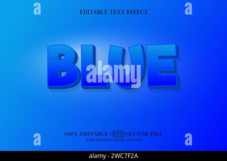 3D Blue Text Effect bearbeitbarer Texteffekt Stock Vektor