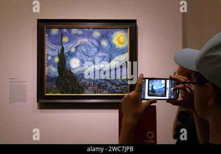 Touristen fotografieren ein berühmtes Gemälde von Van Gogh Stockfoto