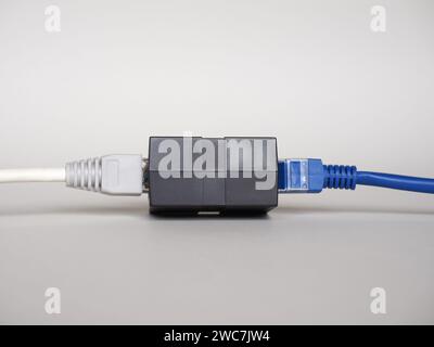 Ethernet Rj45 Lan-Kabelbuchse Und -Stecker Für Hochgeschwindigkeits-Netzwerkkommunikation Stockfoto