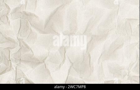 Whitepaper Texturhintergrund. Hintergrund aus zerknittertem weißem Papier mit abstrakter Form. Stockfoto