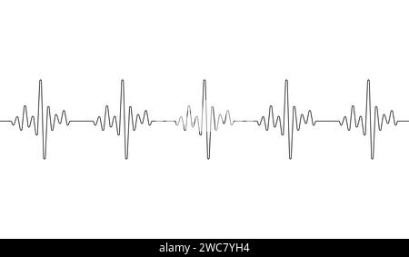 Herzschlag eine Linie. Durchgehende Linien Herzschläge zeichnen. Kurvenimpuls. Art Heartbeat-Wellen. Kardiogramm mit Handzeichnung. Umreißen von Mensch. Schwarzer ekg-Schlag Stock Vektor