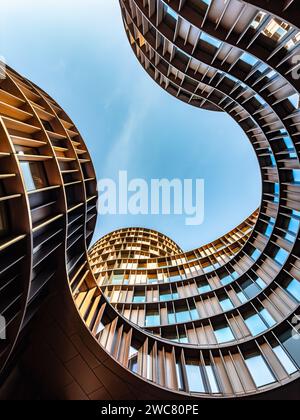 Blick auf Axel Towers, ein ikonisches Bürogebäude mit gemischter Nutzung in Kopenhagen Stockfoto