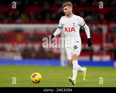 Manchester, Großbritannien. Januar 2024. Timo Werner aus Tottenham während des Premier League-Spiels in Old Trafford, Manchester. Der Bildnachweis sollte lauten: Andrew Yates/Sportimage Credit: Sportimage Ltd/Alamy Live News Stockfoto