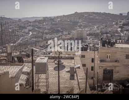 Das Panorama von Bethlehem Stadtwohnungen in palästinensischen Gebieten im Westjordanland, Palästina. Stockfoto