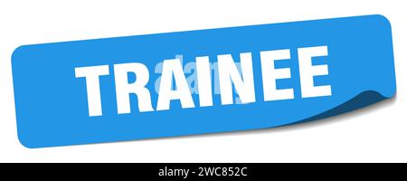 Aufkleber für Trainee. Rechteckiges Etikett des Kursteilnehmers isoliert auf weißem Hintergrund Stock Vektor