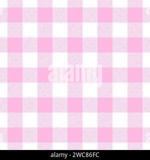 Nahtloses Muster prüfen. Hintergrund mit rosafarbenem Karo Wiederholte geometrische Gingham-Patern. Tischdecke für Printdesign. Sich wiederholende Textur ist kariert Stock Vektor