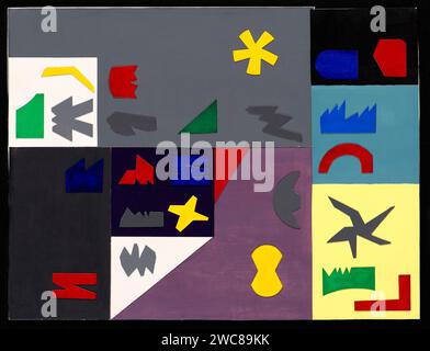 Abstrakte Collage mit bunten Ausschnitten. Farbzusammensetzung. Stockfoto