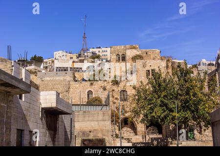 Die Dächer der aus Stein gefertigten Häuser in der Altstadt von Hebron, Westjordanland, palästinensischen Gebieten (Palästina). Stockfoto