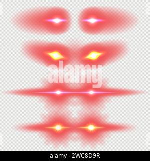 Laser Red Eyes Meme Game Superhelden-Vektorvorlage Illustration. Comic Red Eyes Laser Red Meme Overlay. Stock Vektor