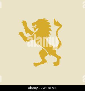Ein goldener Löwe im Stil eines königlichen Emblems, entworfen, um Herrlichkeit und Majestät zu vermitteln. Stock Vektor