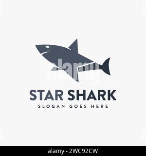 Einfacher Shark Star Logo Symbol Vektor auf weißem Hintergrund Stock Vektor