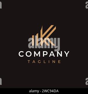 Logo-Symbol mit Buchstabe K und Balkenkonzept für Wachstumsdiagramme auf dunklem Hintergrund Stock Vektor