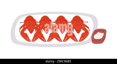 Flusskrebse Meeresfrüchte Natur Tier Bio frische köstliche Mahlzeit zum Mittag- oder Abendessen Küche Stock Vektor