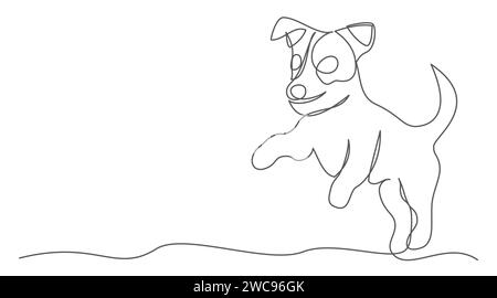 Dog One line drawing isolated on white background Stock Vektor