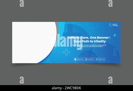 Banner Cover Design blaue Farbe Social-Media-Werbung und Web-Marketing Stock Vektor