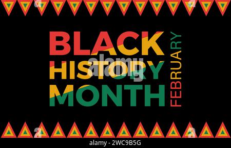 Black History Month wird jedes Jahr im februar gefeiert. Vektorbanner, Flyer, Poster und Vorlagen für soziale Medien. Stock Vektor