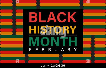 Black History Month wird jedes Jahr im februar gefeiert. Vektorbanner, Flyer, Poster und Vorlagen für soziale Medien. Stock Vektor