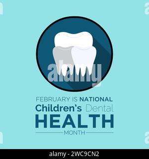 National Children's Dental Health Month beobachtet jedes Jahr im Monat februar. Vektor Gesundheit Banner, Flyer, Poster und Social medial Vorlage desig Stock Vektor