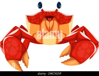 Zeichentrickfigur der Seekrebse. Isoliertes Vektor-Meerestier mit einem harten Exoskelett, das seine komplizierten Klauen und Antennen, mehrere Beine und Zangen zeigt. Unterwasser-Krustentiere Stock Vektor