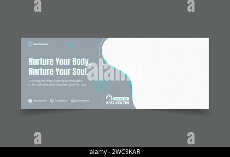 Medizinisches Gesundheitswesen Banner Cover Social Media Design mit abstraktem Hintergrund Stock Vektor