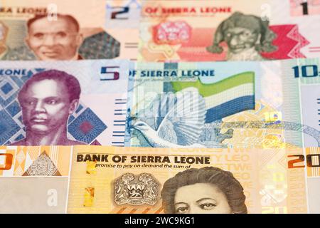 Sierra Leonean Money - leone ein geschäftlicher Hintergrund Stockfoto