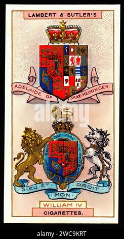 Wappen von König Wilhelm IV. - Vintage-Zigarettenkarte Stockfoto