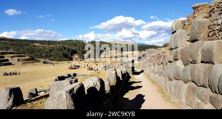 Die Mauern von Saqsaywaman in Cusco, Peru. Stockfoto