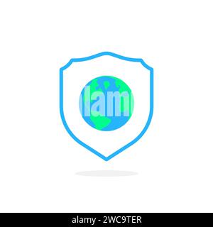 Erde im Schild wie ein weltweites Sicherheitssymbol Stock Vektor