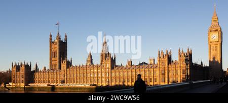 London, England, Großbritannien. Januar 2024. das britische parlament, Palace of Westminster, ist von der Westminster Bridge aus zu sehen. (Kreditbild: © Tayfun Salci/ZUMA Press Wire) NUR REDAKTIONELLE VERWENDUNG! Nicht für kommerzielle ZWECKE! Quelle: ZUMA Press, Inc./Alamy Live News Stockfoto