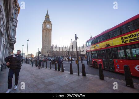 London, England, Großbritannien. Januar 2024. das britische parlament, Palace of Westminster, ist von Whitehall aus zu sehen. (Kreditbild: © Tayfun Salci/ZUMA Press Wire) NUR REDAKTIONELLE VERWENDUNG! Nicht für kommerzielle ZWECKE! Quelle: ZUMA Press, Inc./Alamy Live News Stockfoto