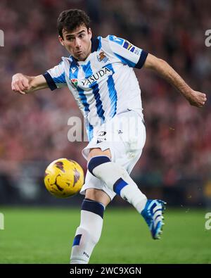 Jon Magunazelaia von Real Sociedad in Aktion während des LaLiga EA Sports Matches zwischen Athletic Club und Real Sociedad im San Mames Stadium im Januar Stockfoto