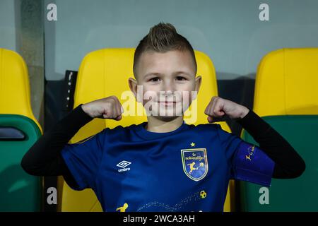 Sittard, Niederlande. Januar 2024. SITTARD, NIEDERLANDE - 13. JANUAR: FC Robinstijn Fan des Spiels während des niederländischen Eredivisie-Spiels zwischen Fortuna Sittard und Sparta Rotterdam im Fortuna Sittard Stadion am 13. Januar 2024 in Sittard, Niederlande. (Foto von Orange Pictures) Credit: Orange Pics BV/Alamy Live News Stockfoto