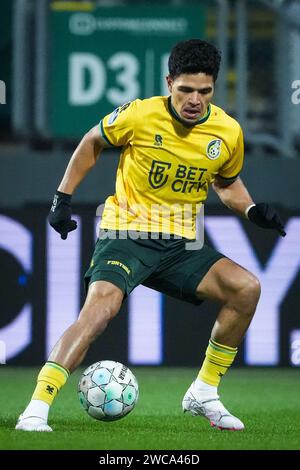 Sittard, Niederlande. Januar 2024. SITTARD, NIEDERLANDE - 13. JANUAR: Ragnar Oratmangoen von Fortuna Sittard während des niederländischen Eredivisie-Spiels zwischen Fortuna Sittard und Sparta Rotterdam im Fortuna Sittard Stadion am 13. Januar 2024 in Sittard, Niederlande. (Foto von Orange Pictures) Credit: Orange Pics BV/Alamy Live News Stockfoto