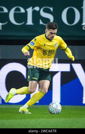 Sittard, Niederlande. Januar 2024. SITTARD, NIEDERLANDE - 13. JANUAR: Inigo Cordoba von Fortuna Sittard während des niederländischen Eredivisie-Spiels zwischen Fortuna Sittard und Sparta Rotterdam im Fortuna Sittard Stadion am 13. Januar 2024 in Sittard, Niederlande. (Foto von Orange Pictures) Credit: dpa/Alamy Live News Stockfoto
