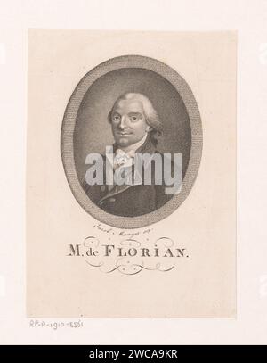 Porträt von Jean-Pierre Claris de Florian, Jacob Mangot, 1810 Printpapier historische Personen Stockfoto