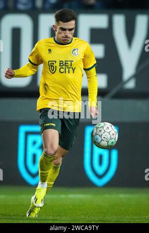 Sittard, Niederlande. Januar 2024. SITTARD, NIEDERLANDE - 13. JANUAR: Inigo Cordoba von Fortuna Sittard während des niederländischen Eredivisie-Spiels zwischen Fortuna Sittard und Sparta Rotterdam im Fortuna Sittard Stadion am 13. Januar 2024 in Sittard, Niederlande. (Foto von Orange Pictures) Credit: dpa/Alamy Live News Stockfoto