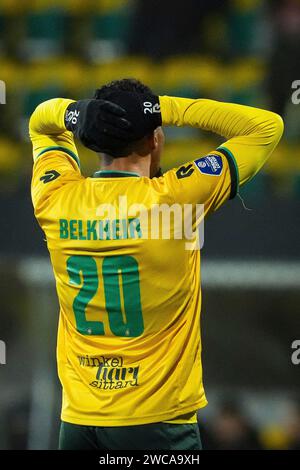 Sittard, Niederlande. Januar 2024. SITTARD, NIEDERLANDE - 13. JANUAR: Mouhamed Belkheir von Fortuna Sittard während des niederländischen Eredivisie-Spiels zwischen Fortuna Sittard und Sparta Rotterdam im Fortuna Sittard Stadion am 13. Januar 2024 in Sittard, Niederlande. (Foto von Orange Pictures) Credit: dpa/Alamy Live News Stockfoto