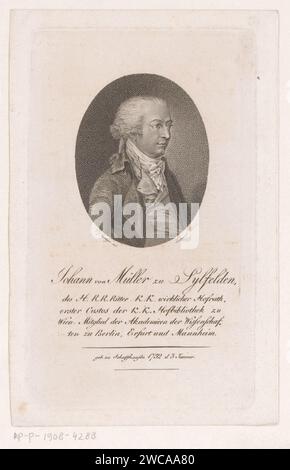 PortraT van Johannes Müller von Sylvelden, Johann Daniel Laurenz (II), nach Vincenz Georg Kininger, 1791 - 1832 Druck Text in deutscher Sprache am unteren Rand. Berliner Papierhistorie. Weiterbildung (+ Porträt Lehrer, Professor) Stockfoto