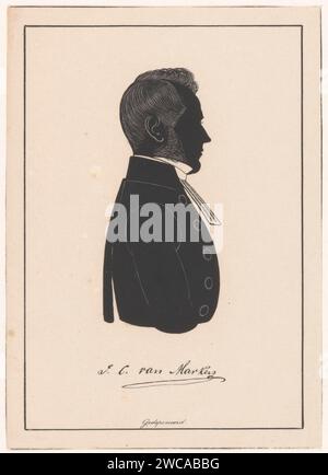 Silhouettenporträt von Jacob Cornelis van Marken, Pieter Barbiers (IV) (möglich), 1809 - 1848 Druck unter dem Porträt die Unterschrift der dargestellten Person. Niederlande Papier historische Personen Stockfoto