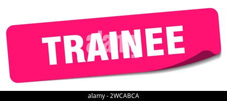 Aufkleber für Trainee. Rechteckiges Etikett des Kursteilnehmers isoliert auf weißem Hintergrund Stock Vektor