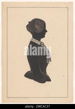 Silhouettenporträt von Helena Maria van den Bosch -Razoux, Friedrich Heinrich Wilhelm Schröder, 1844 - 1865 Druck Zwolle Papier historische Personen Stockfoto