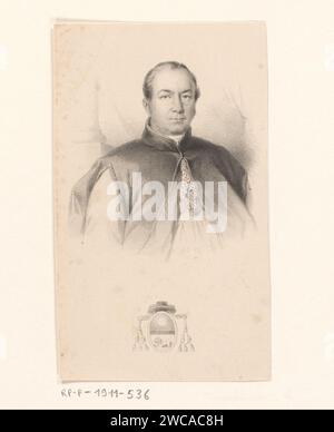 Porträt von Carlo Belgrad, Anonym, 1825–1875 Druck das Wappen unter dem Porträt bezieht sich auf den Ehrentitel „Huisprelaat“. Carlo Belgrad war der Hausbesetzer von Papst Pius IX. Papierhistorische Personen. Erwachsener Mann. Organisation, Funktionäre und Würdenträger in der römisch-katholischen Kirche; Klerus allgemein Stockfoto