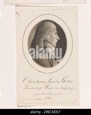 Porträt van Christoph Jacob Keller, Christoph Wilhelm Bock, 1802 Druck in der Mitte nummeriert: Nr. 101. Nürnberger Papiergravur / Ätzporträt, Selbstporträt des Malers Stockfoto