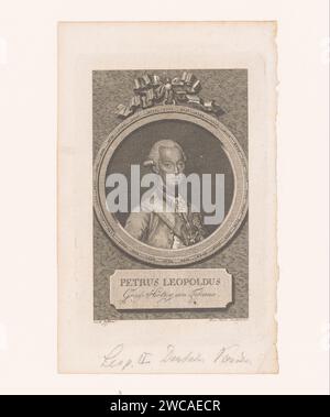 Porträt von Leopold II., Kaiser von Österreich, Anonym, nach Johann Zoffany, 1787 gedruckter deutscher Papierstich historischer Personen Stockfoto